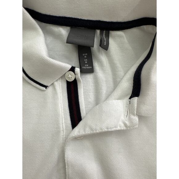 H&M Men’s White Polo Shirt with Black Trim Size Medium - Picture 8 of 8